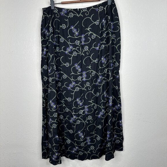 Vintage‎ Maxi Skirt Black Flower Modest Trad Wife 14 Cottage Core Church - Picture 4 of 9